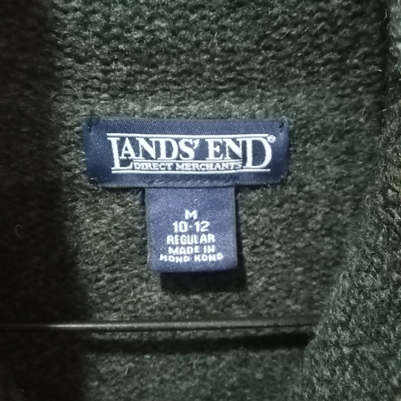 Lands End 100% lamb's wool dark gray full zip sweater size 10/12 M - Picture 5 of 9